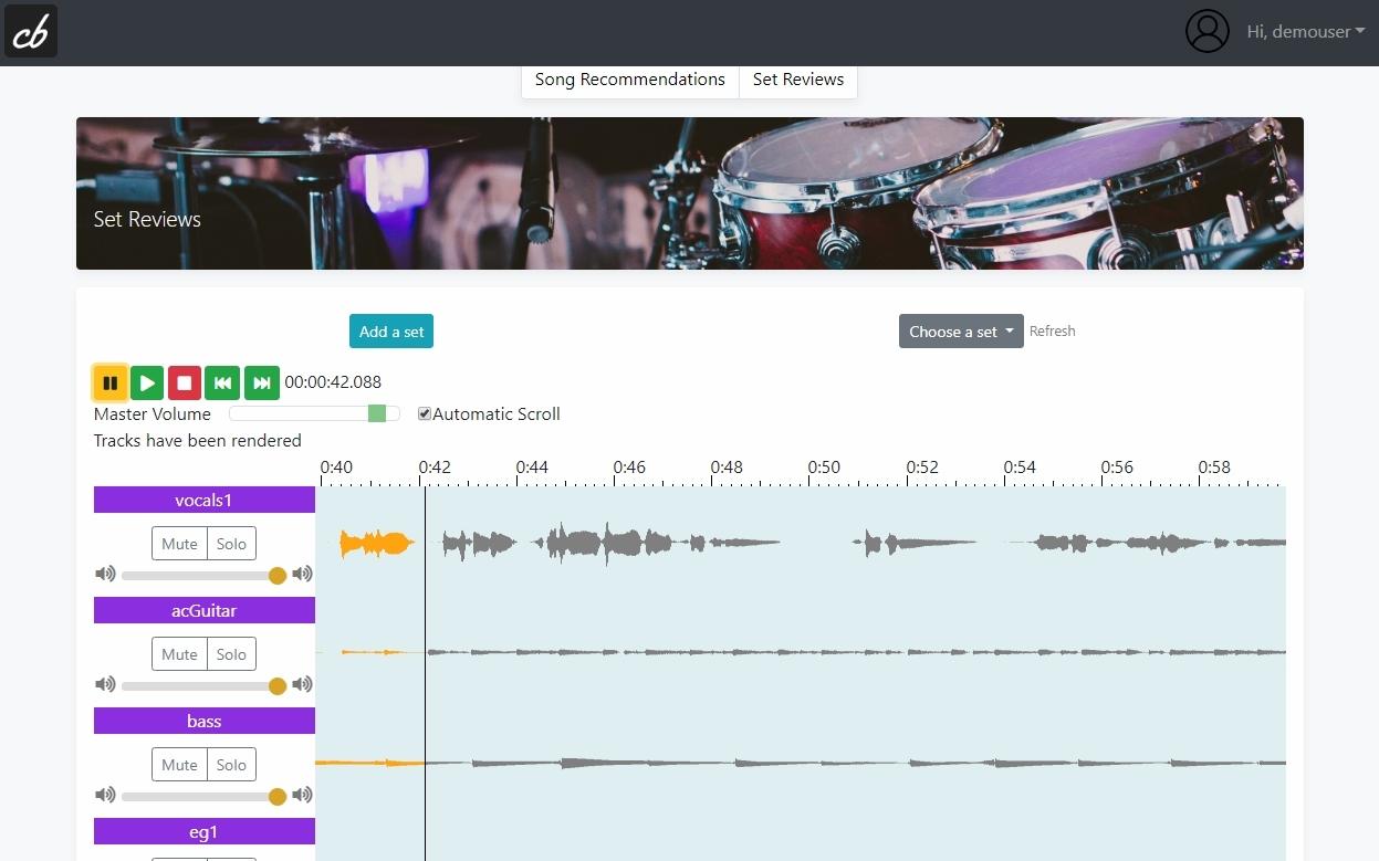 churchBand set list management interface